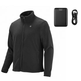 Heated Fleece Jacket for Men, Heated Sweatshirt with 7.4V 16000mAh Rechargeable Power Bank Pack, 6 Heating Zones, 3 Temp Levels, 3h/6h/10h Warmth