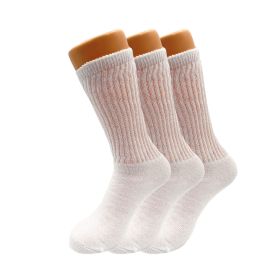 White Mid-Calf Crew Socks for Women Long Cotton Crew