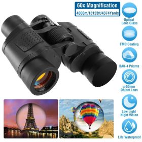 Portable HD Binoculars with FMC Lens Low Light Night Vision Telescope for Bird Watching Hunting Sports Events (Option: Black)