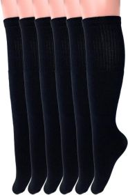 6 Pairs Men's and Women's Cotton Knee High Tube Socks Size 9-15 for (Color: Black, size: 9-15)