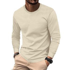 Round Neck Waffle Casual Top For Men (Option: Khaki-M)