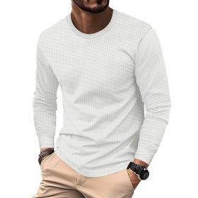 Round Neck Waffle Casual Top For Men (Option: White-XXXL)